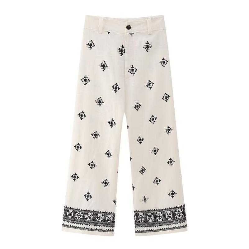 Trousers | Navy Paisley Border Print Trouser  –  Womens Clothing Navy