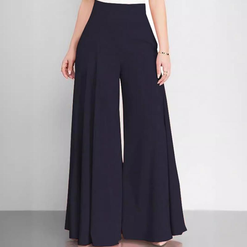 Trousers | Navy Petite Pleat Side Wide Leg Trousers  –  Womens Clothing Navy