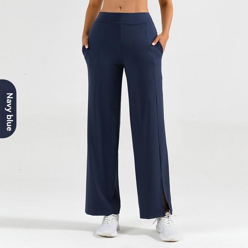 Trousers | Navy Petite Pocket Wide Leg Elastic Waist Trousers  –  Womens Clothing Navy