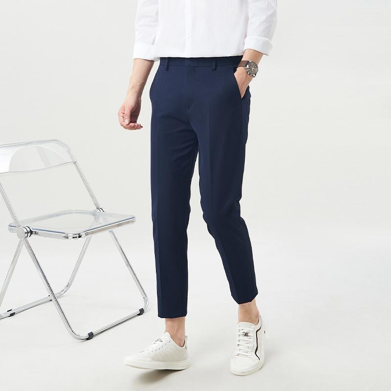 Trousers | Navy Short Straight Leg Stretch Trouser  –  Womens Clothing Navy