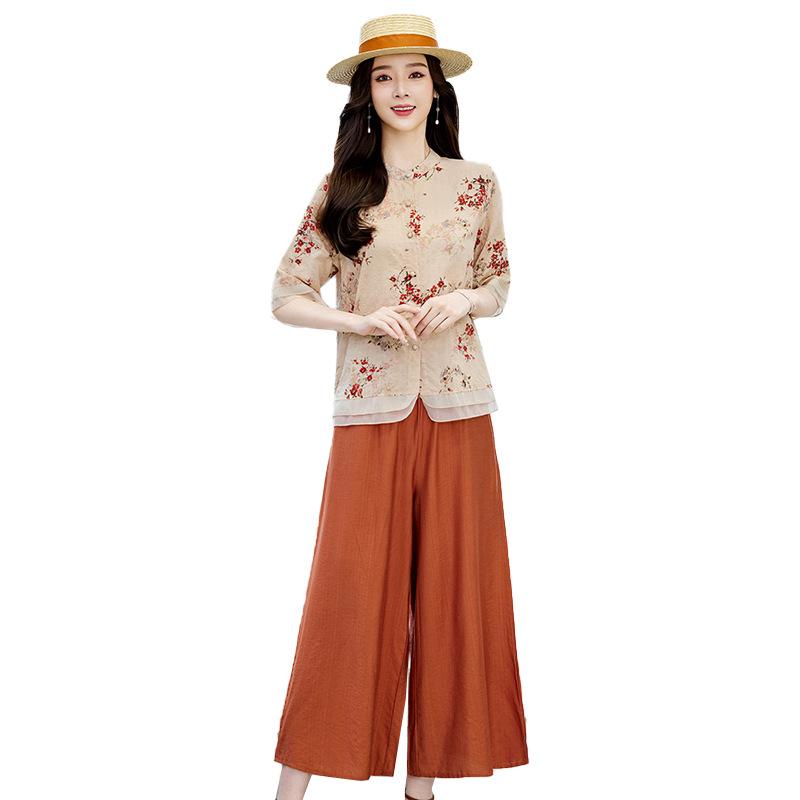 Trousers | Rust Linen Blend Stretch Waist Culottes  –  Womens Clothing Rust