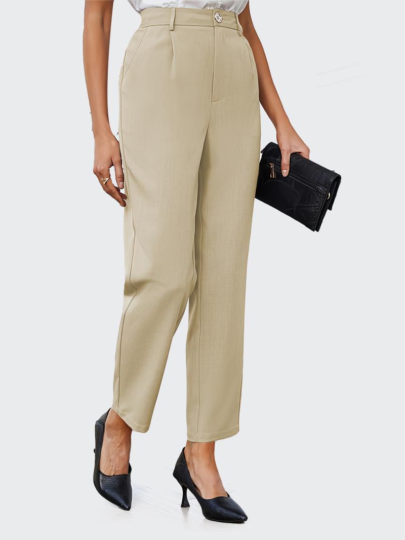 Trousers | Stone Petite Cotton Blend Stretch Trousers  –  Womens Clothing Stone