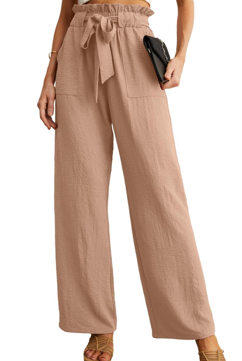 Trousers | Tan Tie Detail Stretch Waist Culottes  –  Womens Clothing Tan