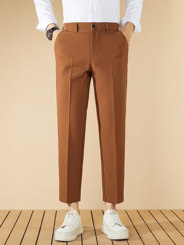 Trousers | Chocolate Short Straight Leg Stretch Trouser  –  Womens Clothing Chocolate