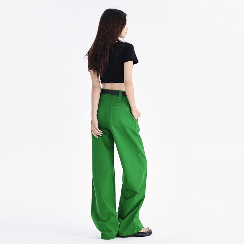 Trousers | Green Wide Leg Stretch Denim Culotte  –  Womens Clothing Green